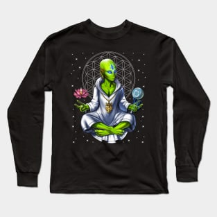 Psychedelic Alien Meditation Long Sleeve T-Shirt